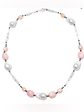 Macy’s Multi-Pearl & Multi-Gemstone Statement Necklace in Sterling Silver
